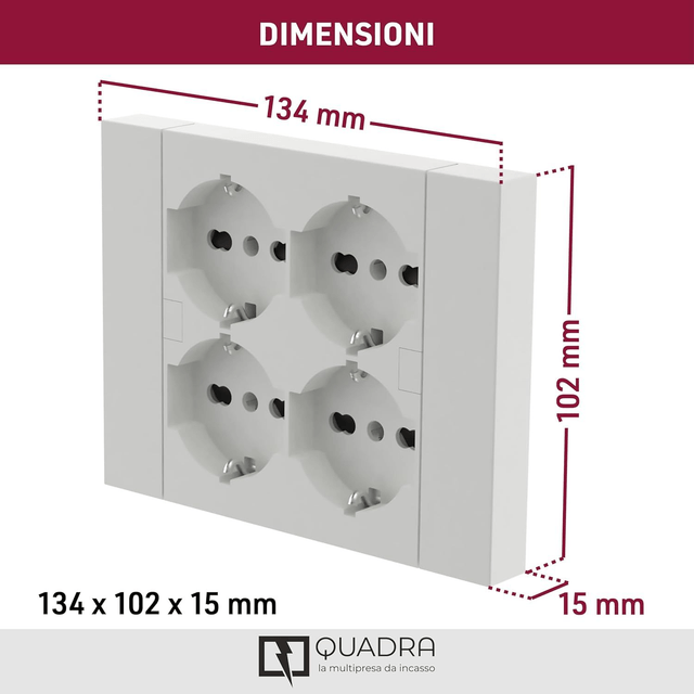 Multipresa da incasso a parete 4 prese bipasso